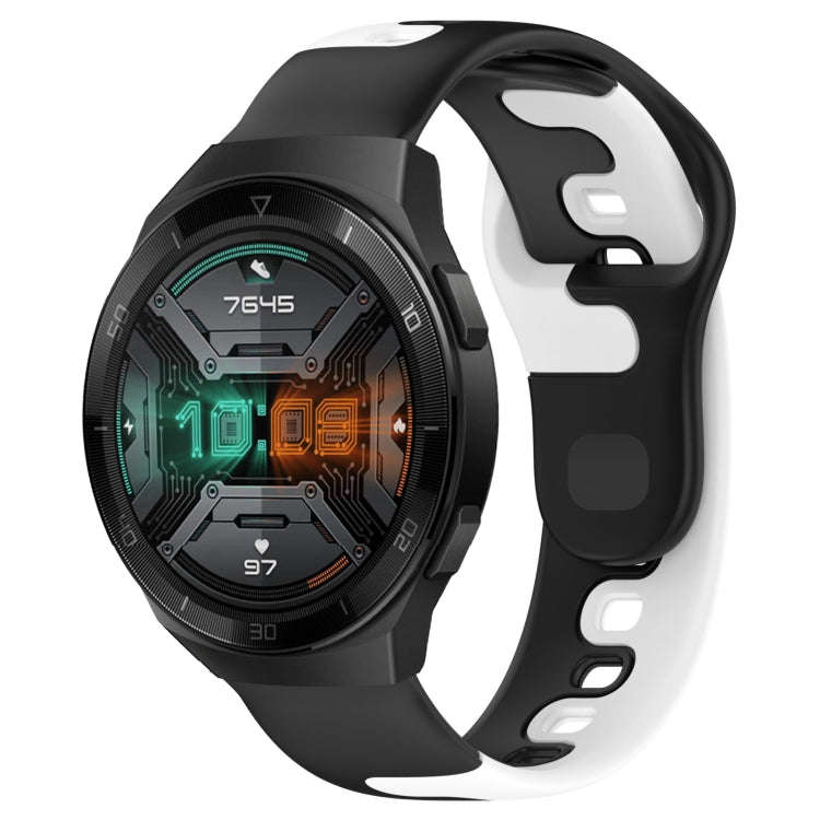 For Huawei Watch GT 2E 22mm Double Color Silicone Watch Band(Black+White)