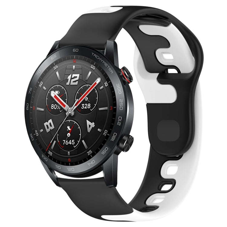 For Honor Watch GS 3i 22mm Double Color Silicone Watch Band(Black+White)