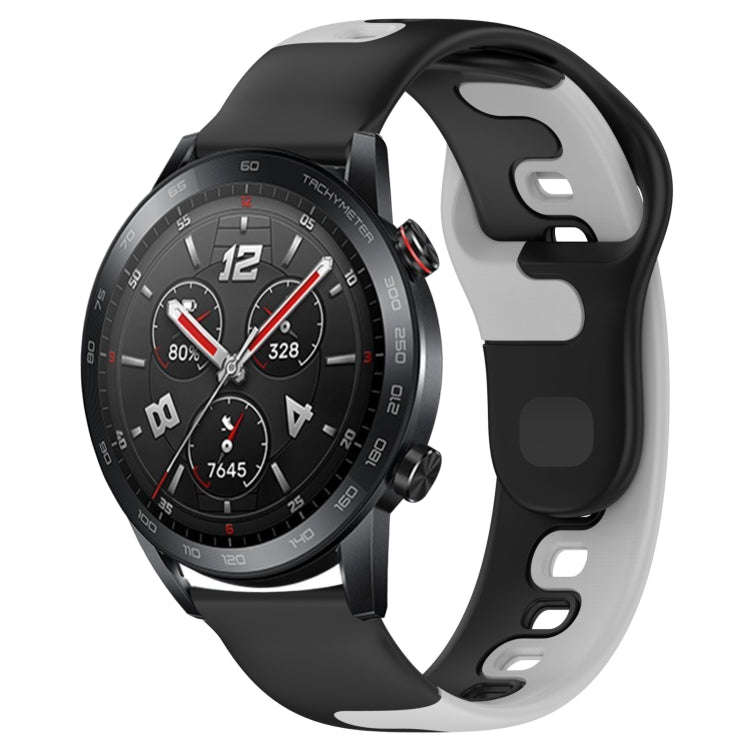 For Honor Watch GS 3i 22mm Double Color Silicone Watch Band(Black+Grey)