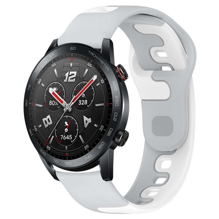 For Honor Watch GS 3i 22mm Double Color Silicone Watch Band(Grey+White)