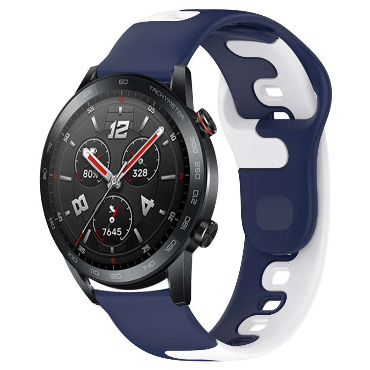 For Honor Watch GS 3i 22mm Double Color Silicone Watch Band(Blue+White)