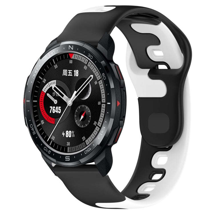 For Honor Watch GS Pro 22mm Double Color Silicone Watch Band(Black+White)