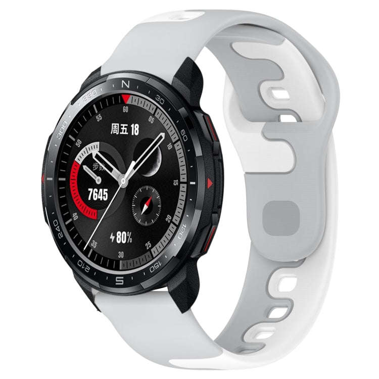For Honor Watch GS Pro 22mm Double Color Silicone Watch Band(Grey+White)