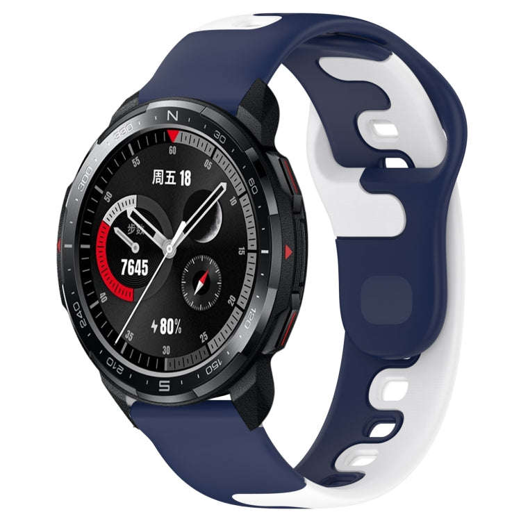 For Honor Watch GS Pro 22mm Double Color Silicone Watch Band(Blue+White)