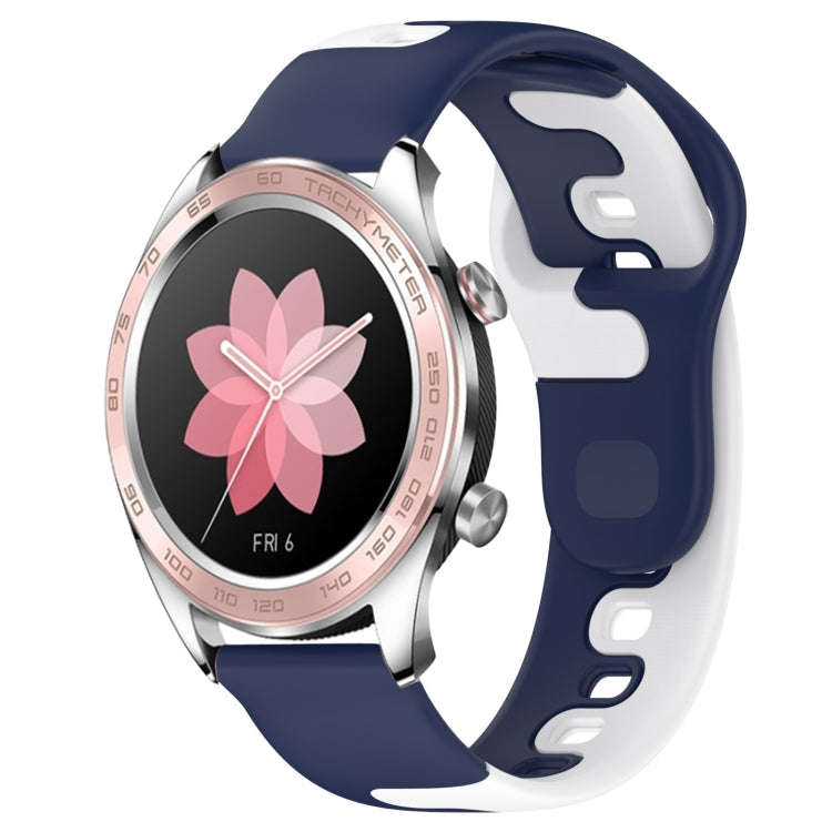 For Honor Watch Dream 22mm Double Color Silicone Watch Band(Blue+White)