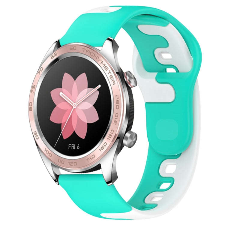For Honor Watch Dream 22mm Double Color Silicone Watch Band(Cyan+White)