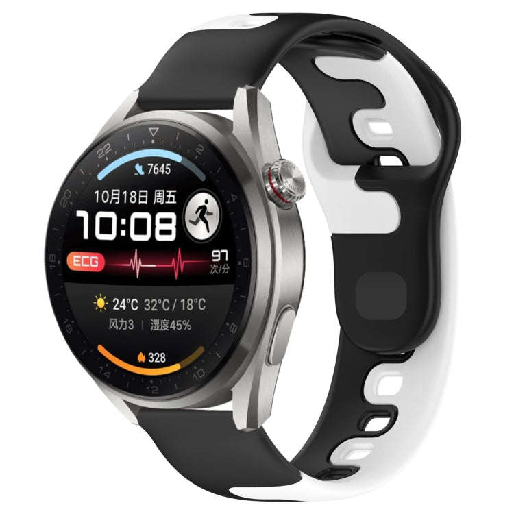 For Huawei Watch 3 Pro New 22mm Double Color Silicone Watch Band(Black+White)