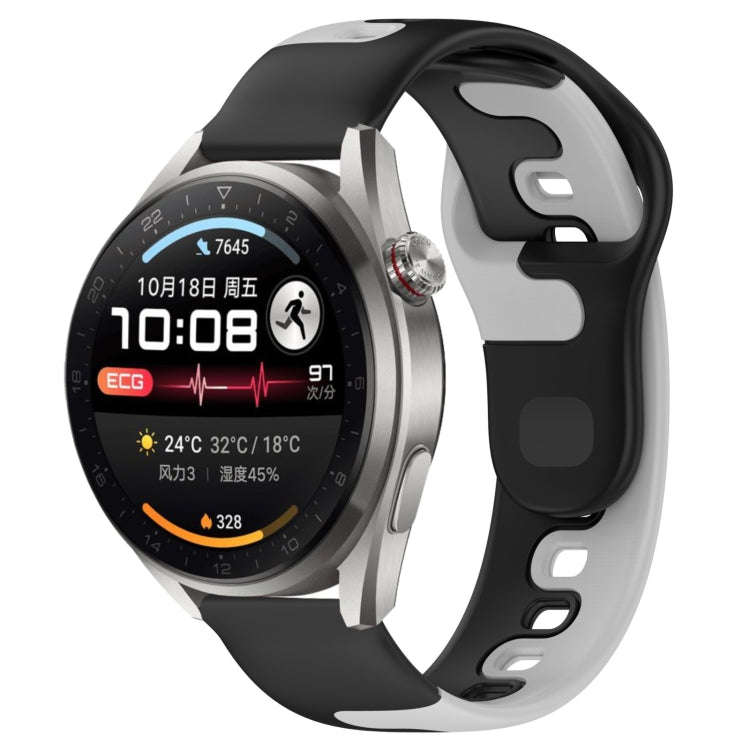 For Huawei Watch 3 Pro New 22mm Double Color Silicone Watch Band(Black+Grey)