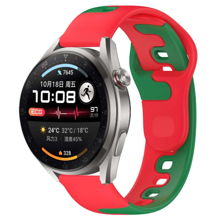 For Huawei Watch 3 Pro New 22mm Double Color Silicone Watch Band(Red+Green)