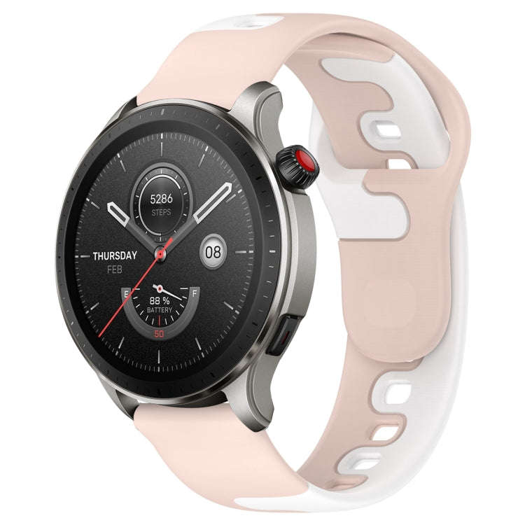 For Amazfit GTR 4 Pro 22mm Double Color Silicone Watch Band(Pink+White)