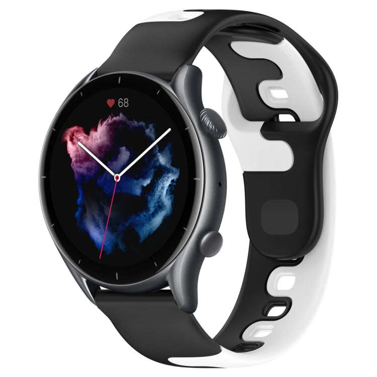 For Amazfit GTR 3 22mm Double Color Silicone Watch Band(Black+White)
