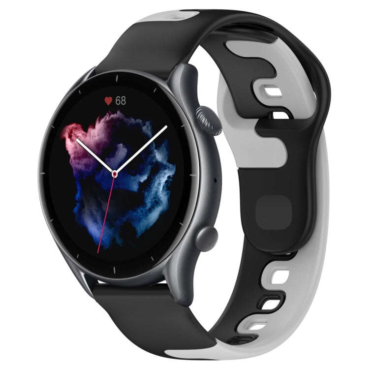 For Amazfit GTR 3 22mm Double Color Silicone Watch Band(Black+Grey)