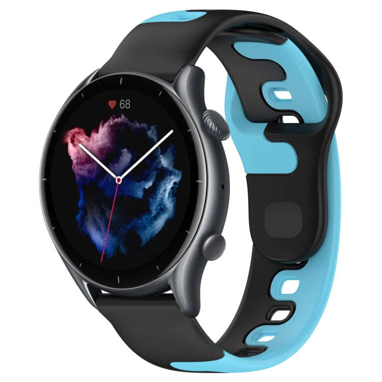 For Amazfit GTR 3 22mm Double Color Silicone Watch Band(Black+Blue)