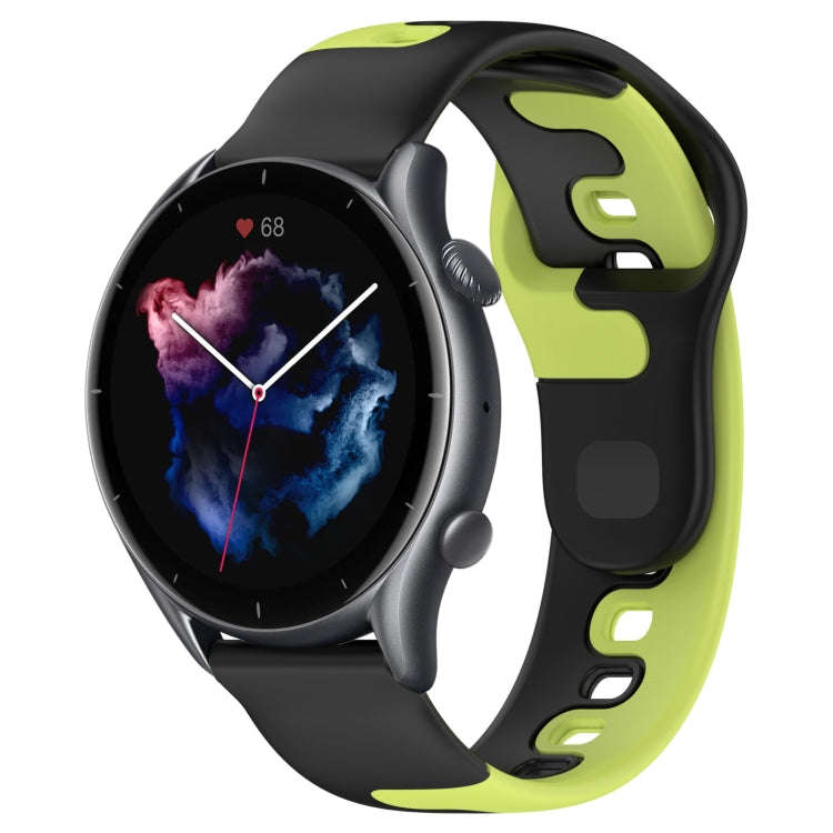 For Amazfit GTR 3 22mm Double Color Silicone Watch Band(Black+Green)