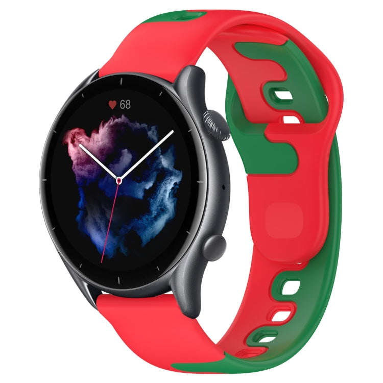 For Amazfit GTR 3 22mm Double Color Silicone Watch Band(Red+Green)
