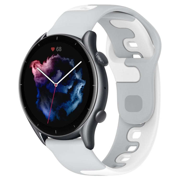 For Amazfit GTR 3 22mm Double Color Silicone Watch Band(Grey+White)