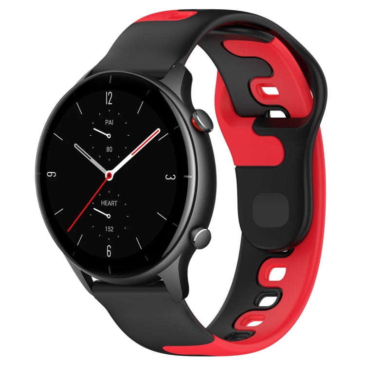 For Amazfit GTR 2e 22mm Double Color Silicone Watch Band(Black+Red)