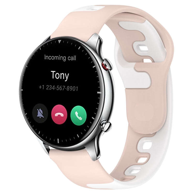 For Amazfit GTR 2 22mm Double Color Silicone Watch Band(Pink+White)