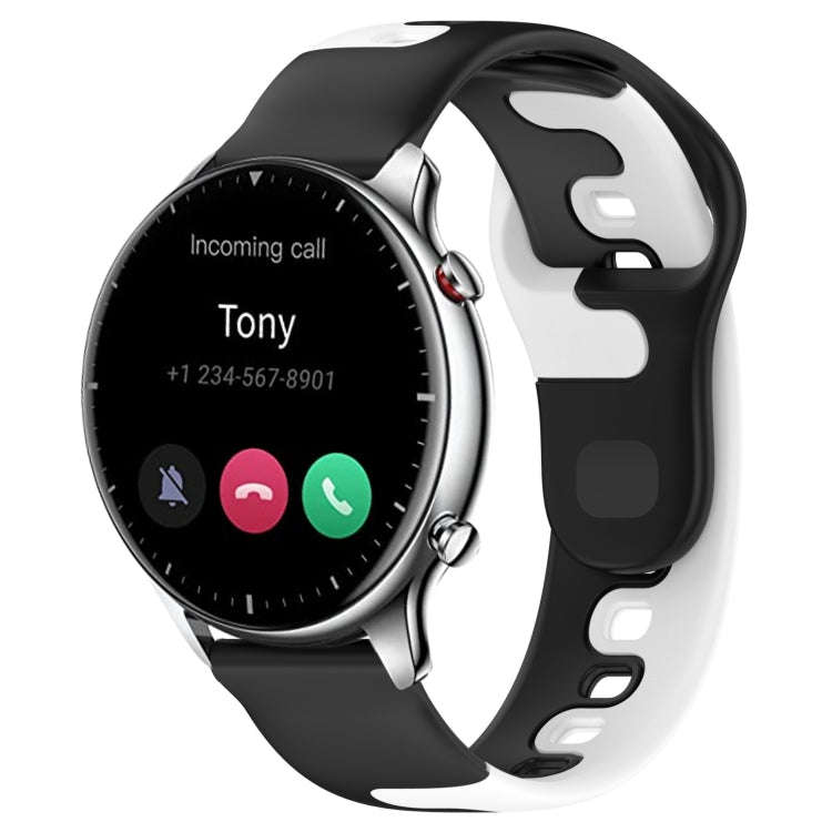 For Amazfit GTR 2 22mm Double Color Silicone Watch Band(Black+White)