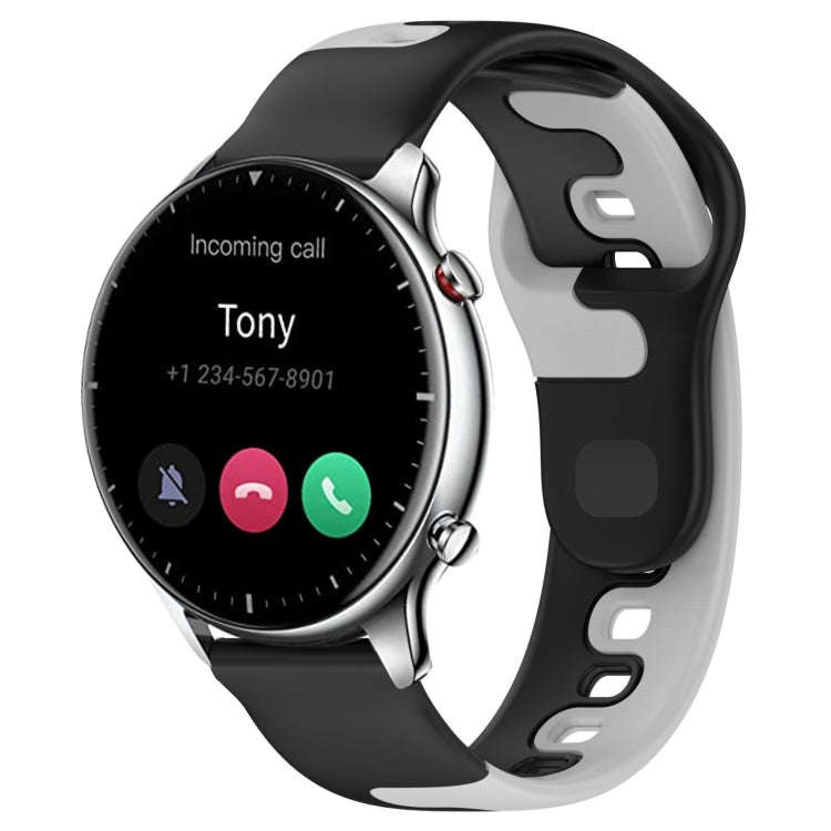 For Amazfit GTR 2 22mm Double Color Silicone Watch Band(Black+Grey)