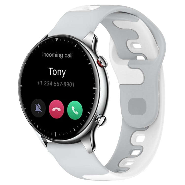 For Amazfit GTR 2 22mm Double Color Silicone Watch Band(Grey+White)