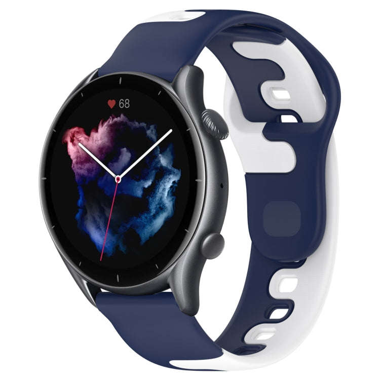 For Amazfit 3 22mm Double Color Silicone Watch Band(Blue+White)