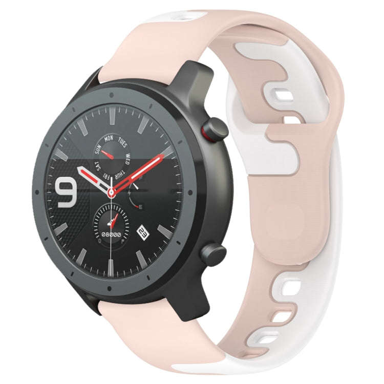 For Amazfit GTR 47mm 22mm Double Color Silicone Watch Band(Pink+White)