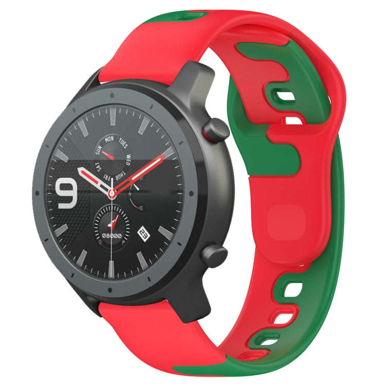 For Amazfit GTR 47mm 22mm Double Color Silicone Watch Band(Red+Green)