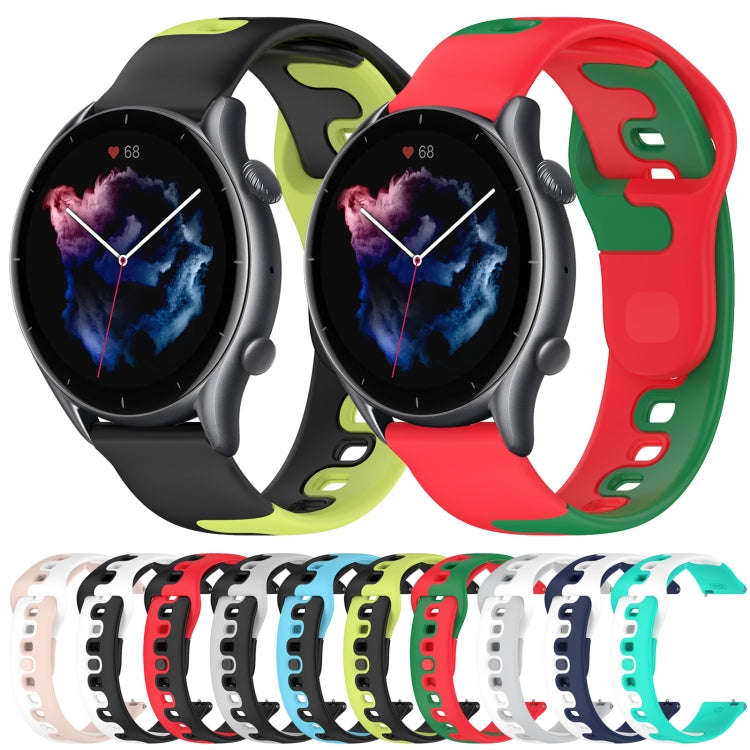 For Amazfit GTR 4 Pro 22mm Double Color Silicone Watch Band(Cyan+White)