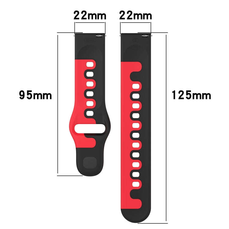 For Amazfit 3 22mm Double Color Silicone Watch Band(Cyan+White)