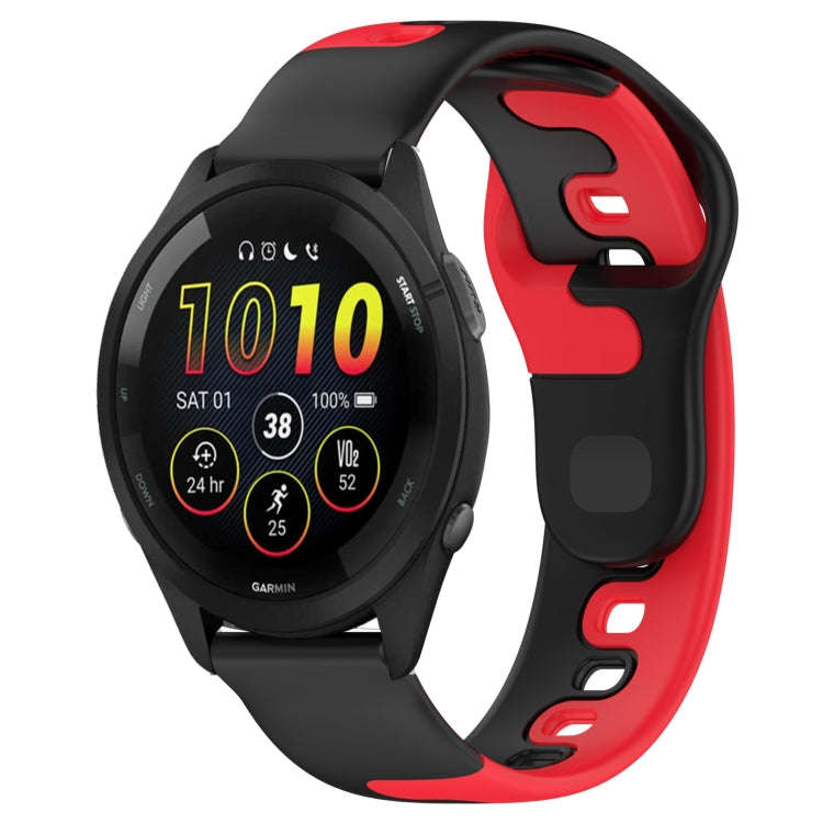 For Garmin Forerunner 265 22mm Double Color Silicone Watch Band(Black+Red)