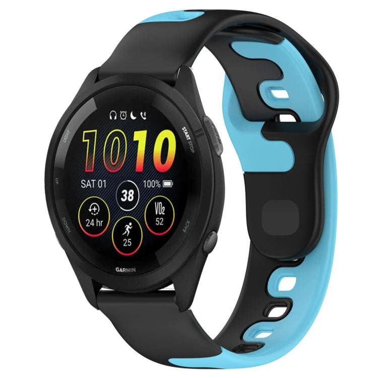 For Garmin Forerunner 265 22mm Double Color Silicone Watch Band(Black+Blue)