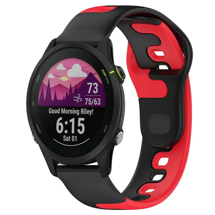 For Garmin Forerunner 255 22mm Double Color Silicone Watch Band(Black+Red)