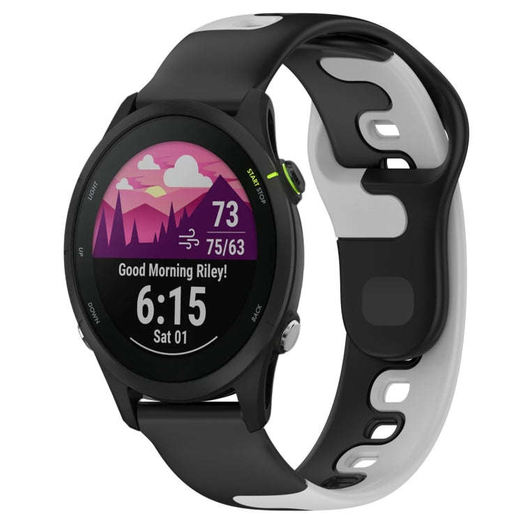 For Garmin Forerunner 255 22mm Double Color Silicone Watch Band(Black+Grey)