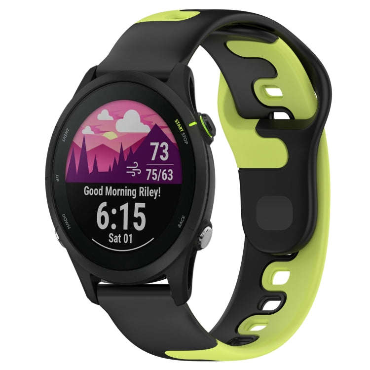 For Garmin Forerunner 255 22mm Double Color Silicone Watch Band(Black+Green)