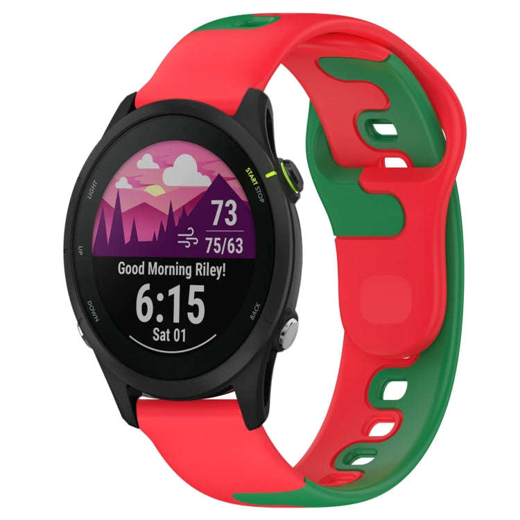 For Garmin Forerunner 255 Music 22mm Double Color Silicone Watch Band(Red+Green)