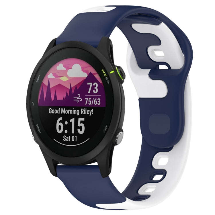 For Garmin Forerunner 255 Music 22mm Double Color Silicone Watch Band(Blue+White)