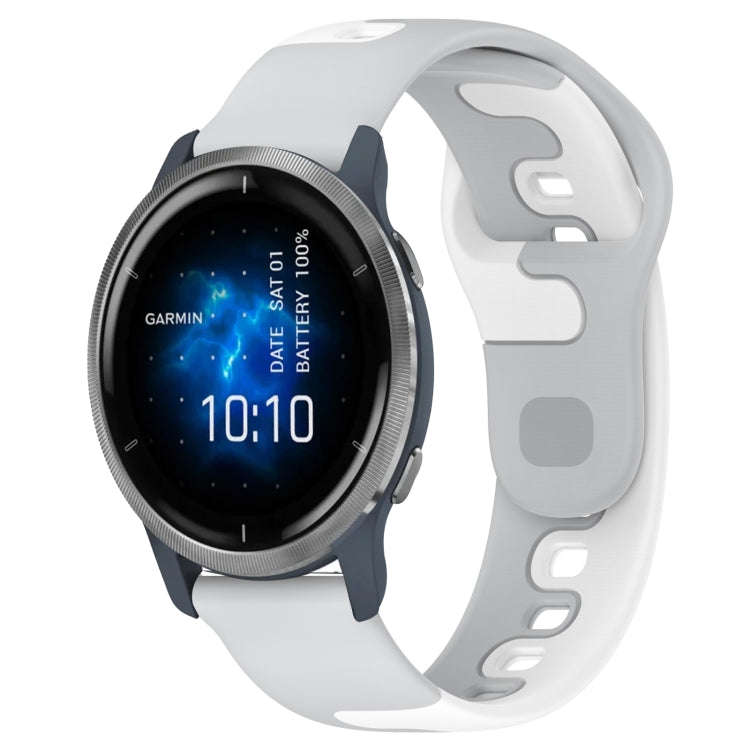 For Garmin Venu 2 22mm Double Color Silicone Watch Band(Grey+White)