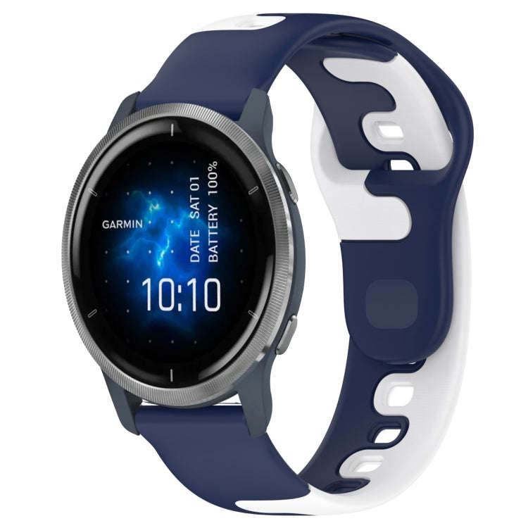 For Garmin Venu 2 22mm Double Color Silicone Watch Band(Blue+White)