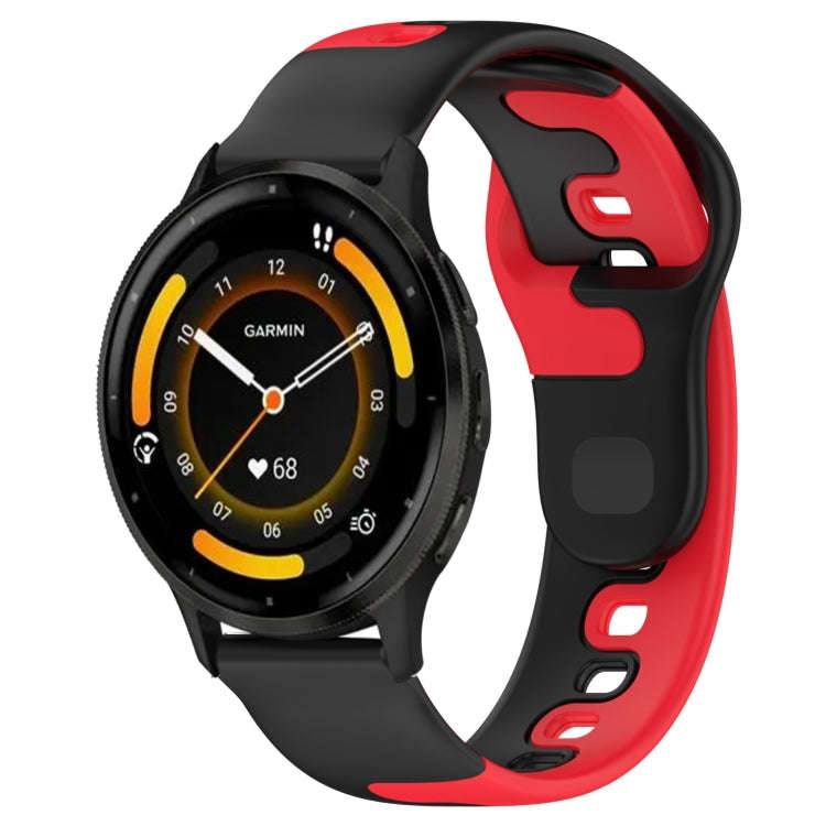 For Garmin Vivoactive 4 22mm Double Color Silicone Watch Band(Black+Red)