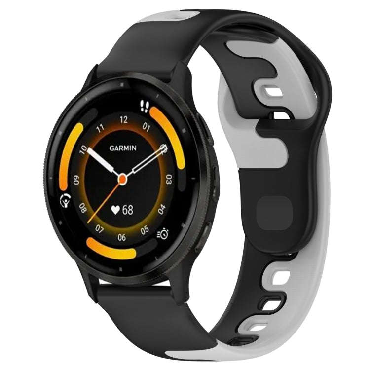 For Garmin Vivoactive 4 22mm Double Color Silicone Watch Band(Black+Grey)