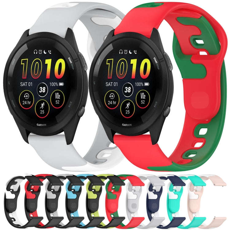 For Garmin Forerunner 255 Music 22mm Double Color Silicone Watch Band(Cyan+White)