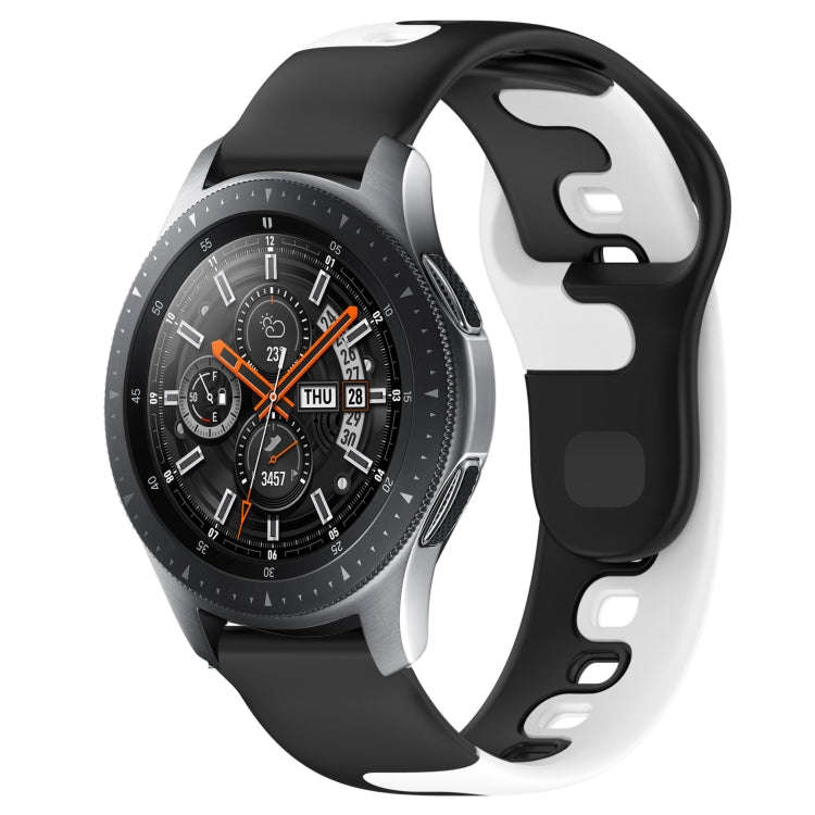 For Samsung Galaxy Watch 46mm 22mm Double Color Silicone Watch Band(Black+White)