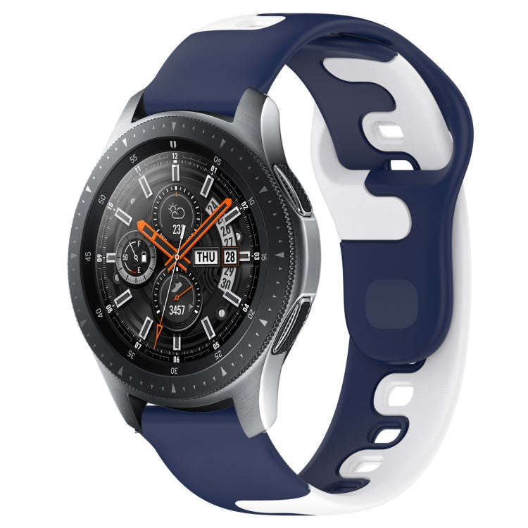 For Samsung Galaxy Watch 46mm 22mm Double Color Silicone Watch Band(Blue+White)