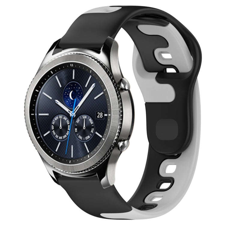 For Samsung Gear S3 Classic 22mm Double Color Silicone Watch Band(Black+Grey)