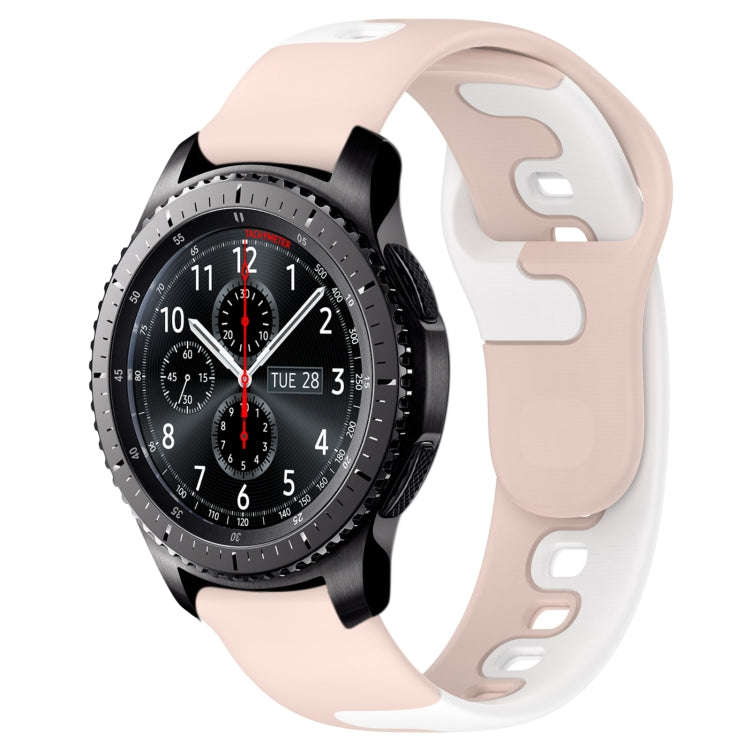 For Samsung Gear S3 Frontier 22mm Double Color Silicone Watch Band(Pink+White)