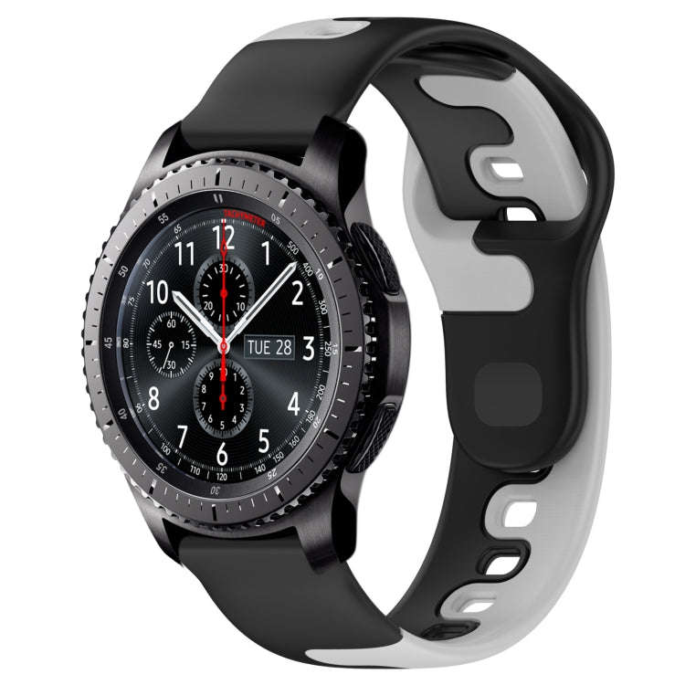For Samsung Gear S3 Frontier 22mm Double Color Silicone Watch Band(Black+Grey)