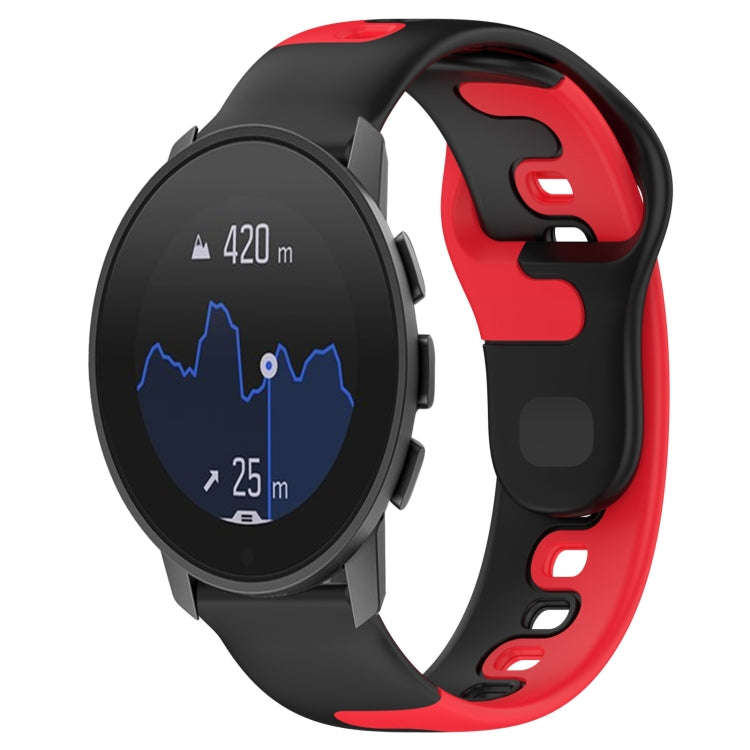 For  SUUNTO 9 Peak 22mm Double Color Silicone Watch Band(Black+Red)