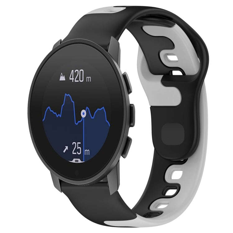 For  SUUNTO 9 Peak 22mm Double Color Silicone Watch Band(Black+Grey)