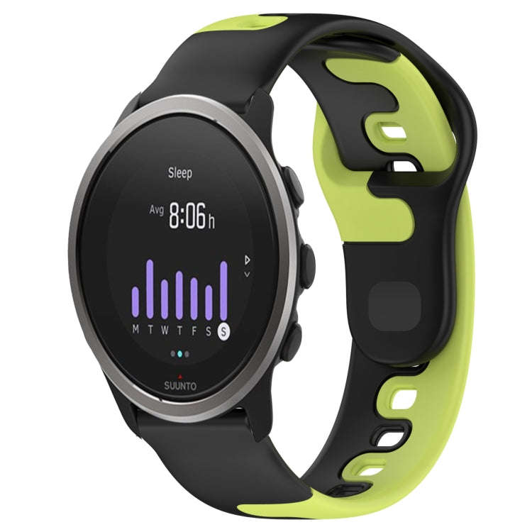 For SUUNTO 5 Peak 22mm Double Color Silicone Watch Band(Black+Green)